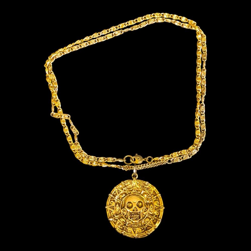 Pirates of the Caribbean Akg Aztec Gold Color Coin Necklace **Marked Disney